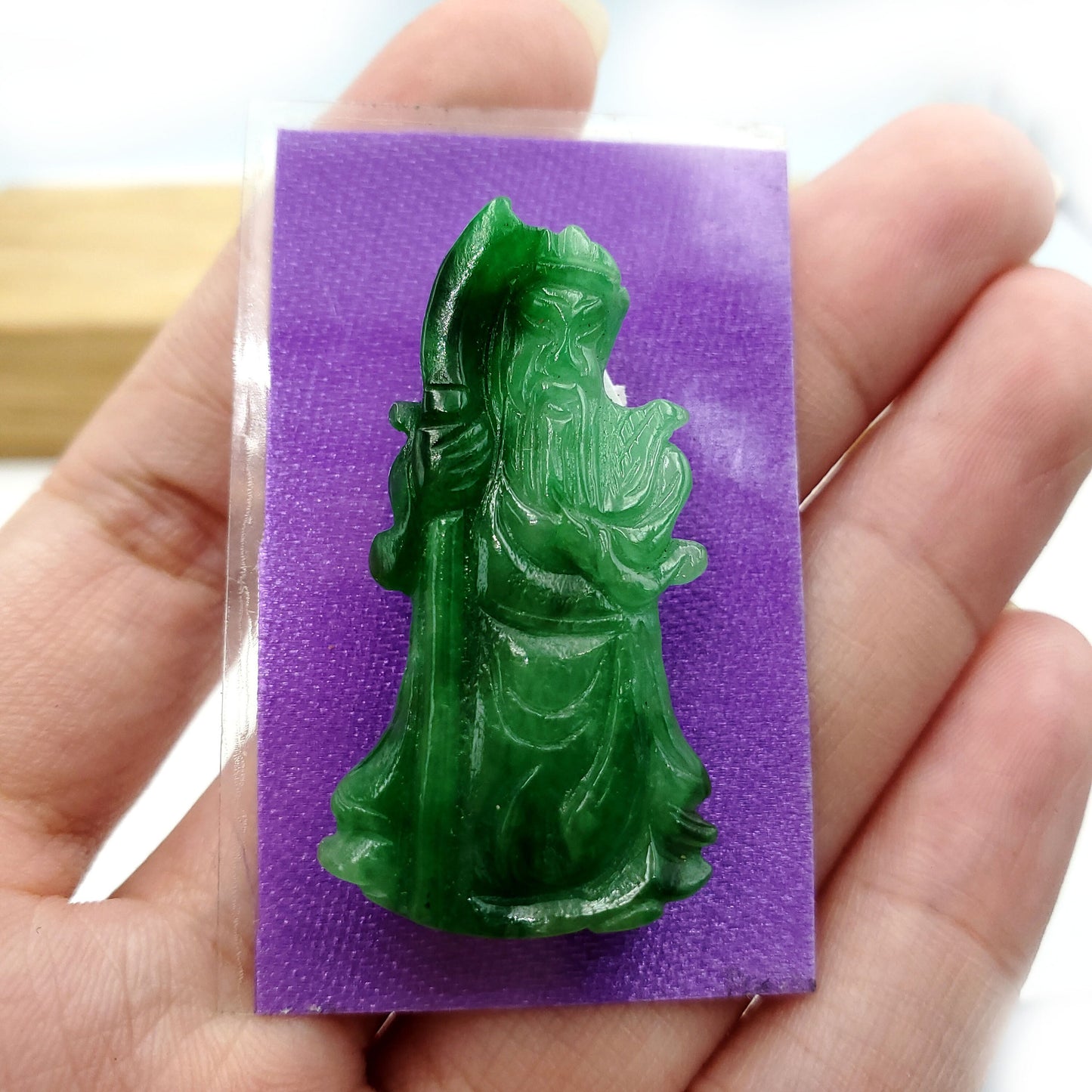 Yingmart PJG30 Green Natural Jade Stone Carved Statue of generals Jadeite, Protection, Good Luck