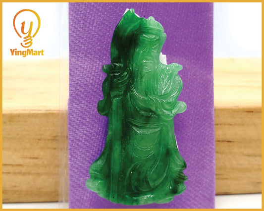 Yingmart PJG30 Green Natural Jade Stone Carved Statue of generals Jadeite, Protection, Good Luck