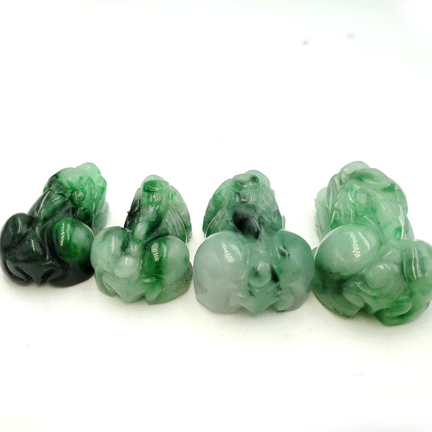 Yingmart Green Natural Jade Stone Carved Statue of Pixiu Jadeite, Protection, Good Luck