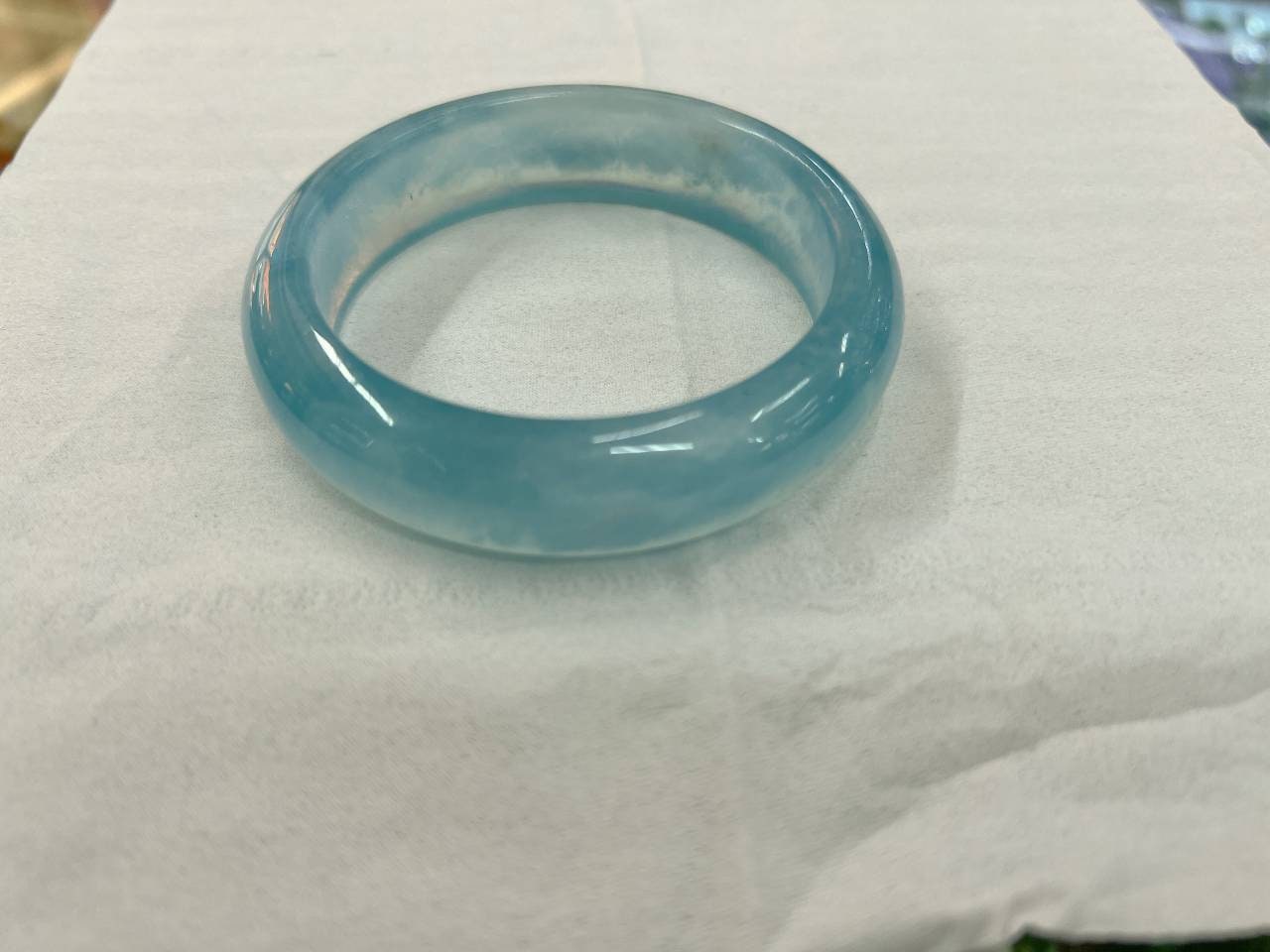 Yingmart 48mm-59mm Natural Dark Blue Aquamarine Bangle Bracelet, Real Gemstone, High Quality Jewelry