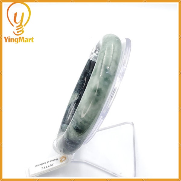 YingCollection 66mm SJC Certified Natural Color With Black Brown Spot Jadeite Jade Bangle Bracelet, Real Gemstone, Jewelry