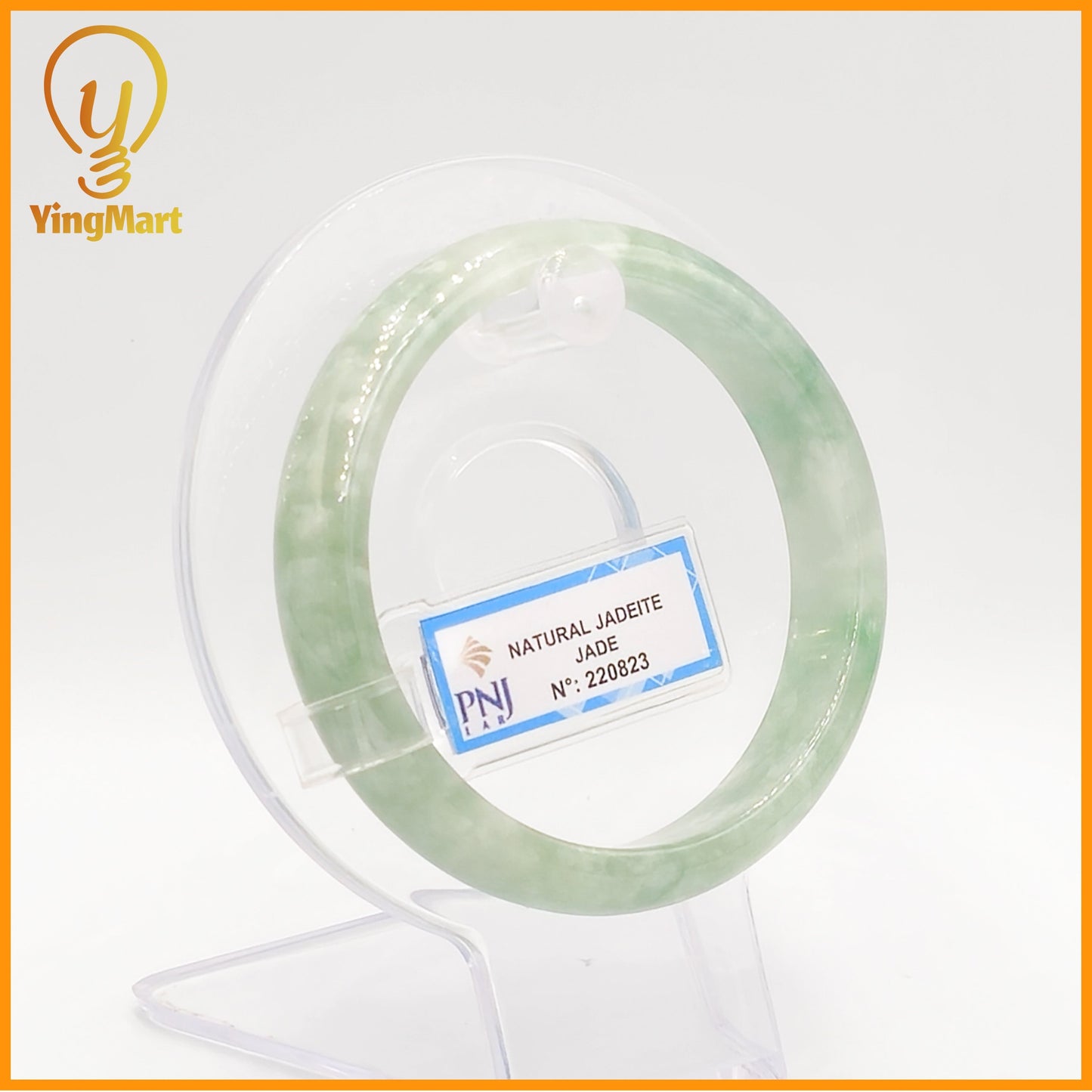 YingCollection 57mm PNJ Certified Natural Color Green With Black Brown Spot Jadeite Jade Bangle Bracelet, Real Gemstone, Jewelry