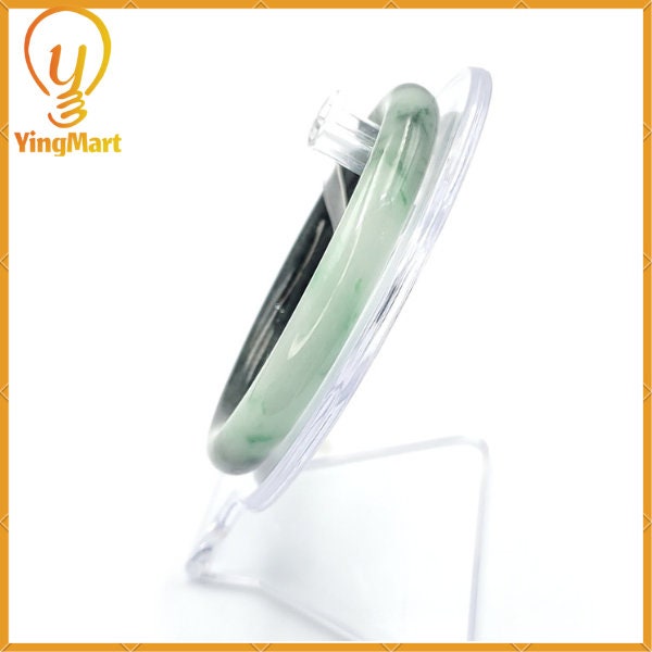 YingCollection 56mm PNJ220861 Certified Natural Color Green With Black Brown Spot Jadeite Jade Bangle Bracelet, Real Gemstone, Jewelry