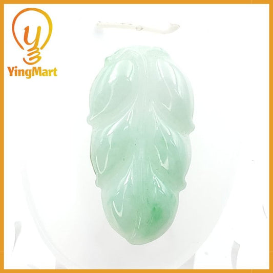 Yingmart Light Apple Green Leaf Burmese Myanmar Genuine Jadeite Jade Grade A Type A Hand-Craving Pedant