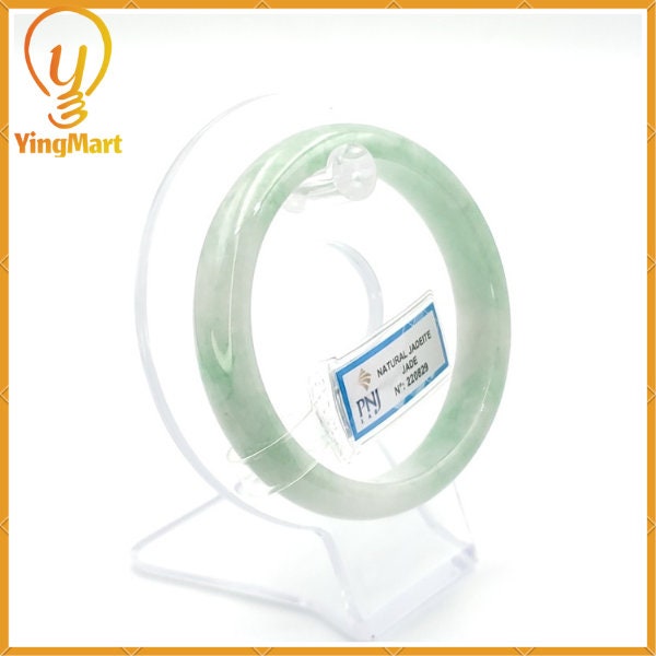 YingCollection 58mm PNJ220829 Certified Natural Color Green With Black Brown Spot Jadeite Jade Bangle Bracelet, Real Gemstone, Jewelry
