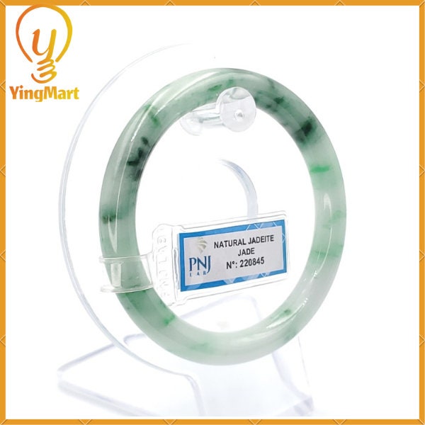 YingCollection 56mm PNJ220845 Certified Natural Color Green With Black Brown Spot Jadeite Jade Bangle Bracelet, Real Gemstone, Jewelry