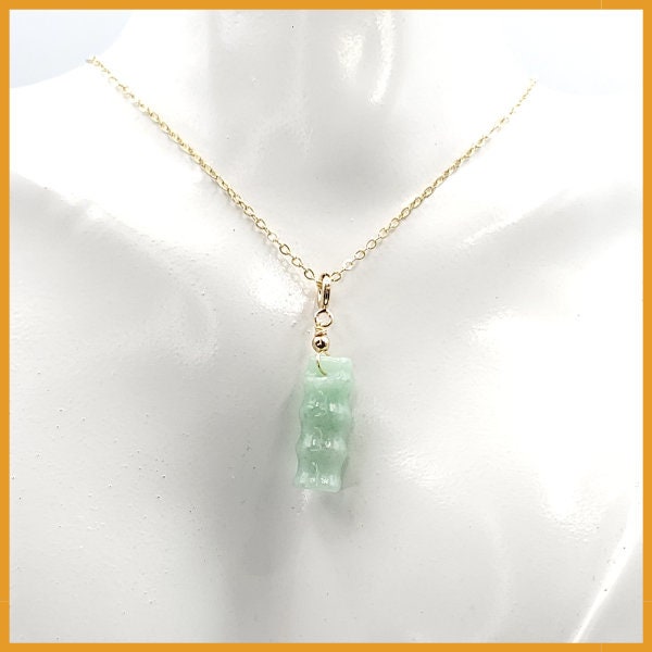 Yingmart Light Green Bamboo Burmese Myanmar Genuine Jadeite Jade Grade A Hand Craving Semi-Translucent Pedant