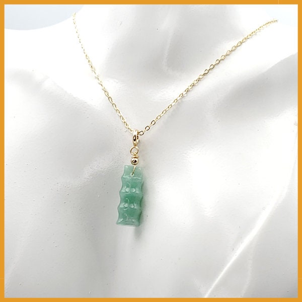 Yingmart Light Green Bamboo Burmese Myanmar Genuine Jadeite Jade Grade A Hand Craving Semi-Translucent Pedant