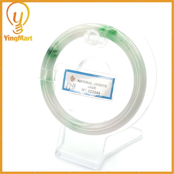 YingCollection 56mm PNJ222544 Certified Natural Color Green With Black Brown Spot Jadeite Jade Bangle Bracelet, Real Gemstone, Jewelry