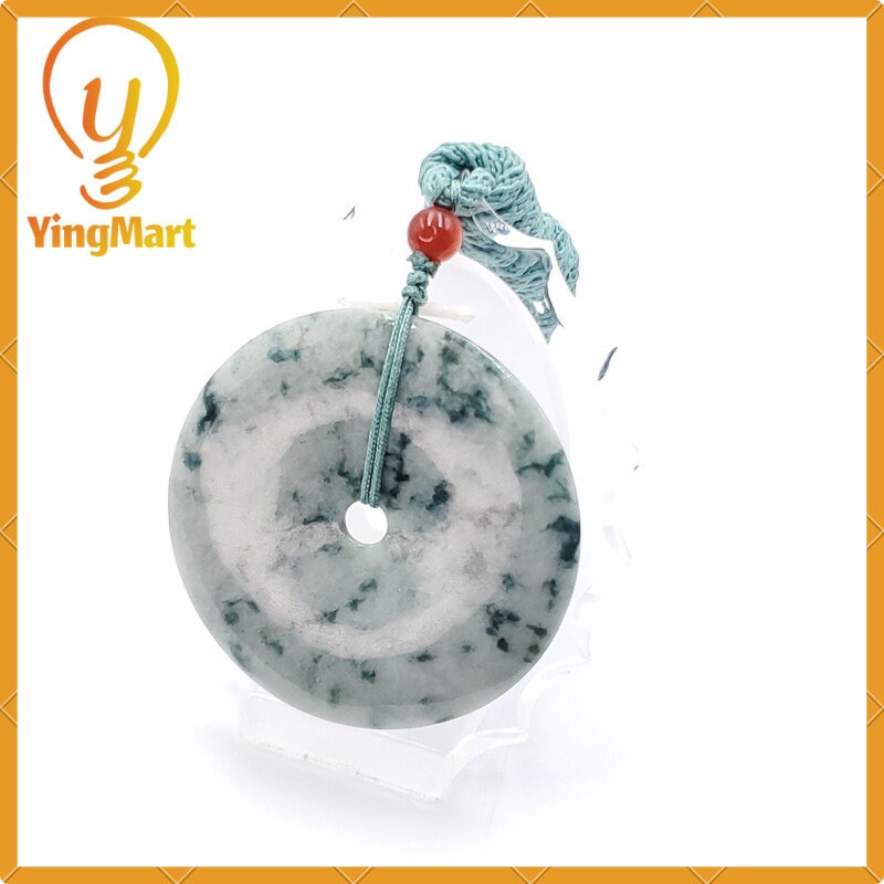 Yingmart  100% Natural Burma Jade Donut Pendant, Genuine MyanmarJadeite Real Jade Grade A Type A Hand Craved