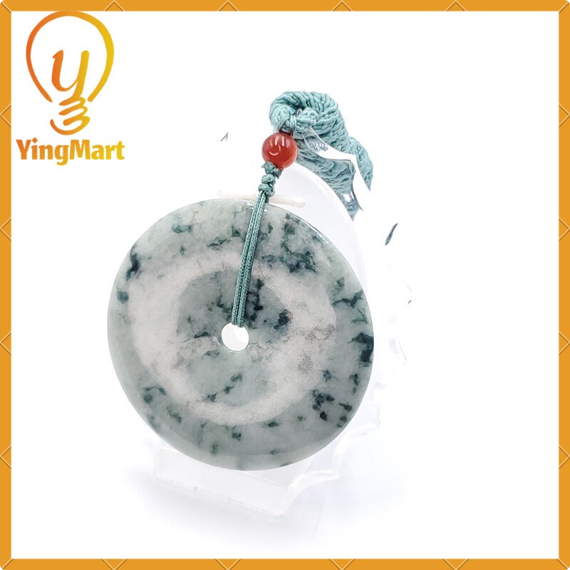 Yingmart  100% Natural Burma Jade Donut Pendant, Genuine MyanmarJadeite Real Jade Grade A Type A Hand Craved