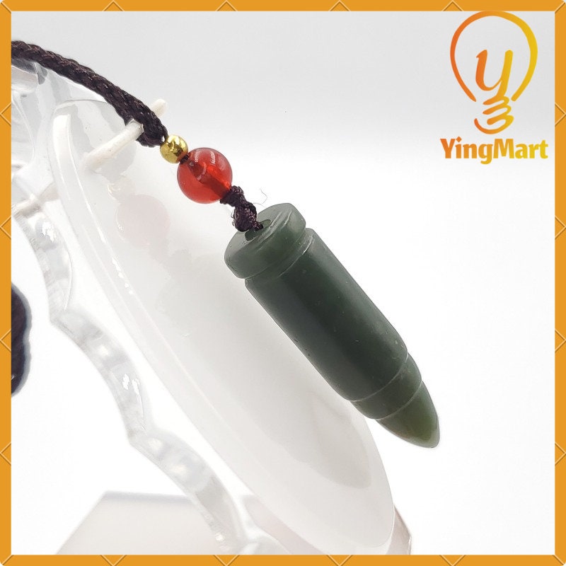 Yingmart Natural 100% Nephrite Rectangular Smooth Pendant Hand Carved  Burmese Myanmar Genuine Real Jade Grade A Type A