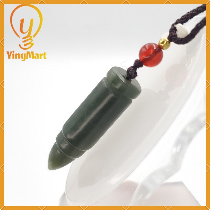 Yingmart Natural 100% Nephrite Rectangular Smooth Pendant Hand Carved  Burmese Myanmar Genuine Real Jade Grade A Type A