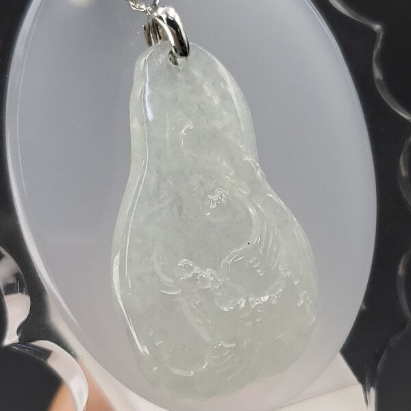 Yingmart High-Quality Translucent White  Phoenix Burmese Myanmar Genuine Jadeite Jade Grade A Hand Craving Pedant with 925S Hook Setting