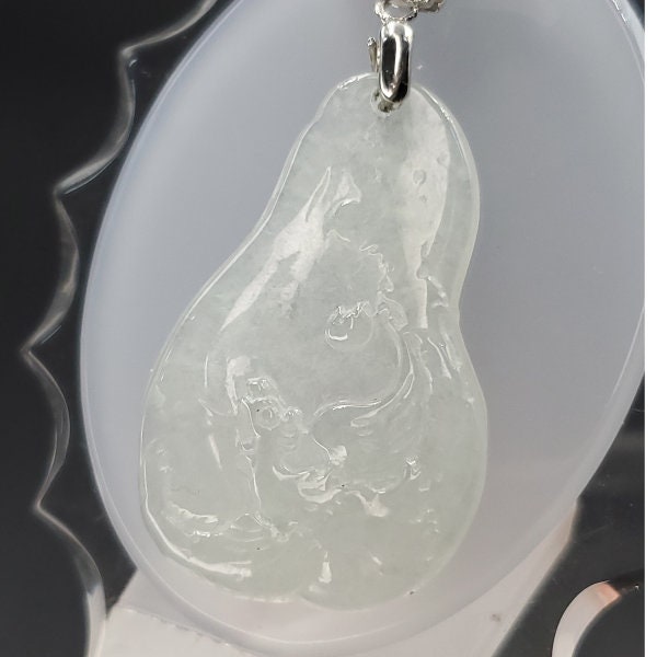 Yingmart High-Quality Translucent White  Phoenix Burmese Myanmar Genuine Jadeite Jade Grade A Hand Craving Pedant with 925S Hook Setting