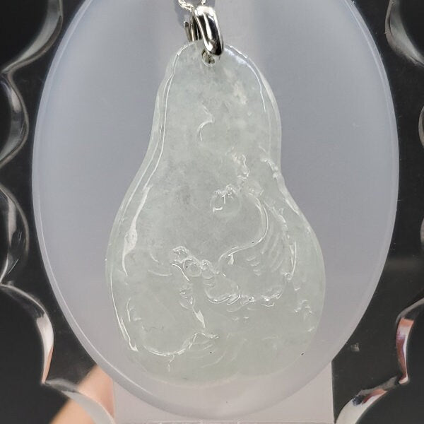 Yingmart High-Quality Translucent White  Phoenix Burmese Myanmar Genuine Jadeite Jade Grade A Hand Craving Pedant with 925S Hook Setting