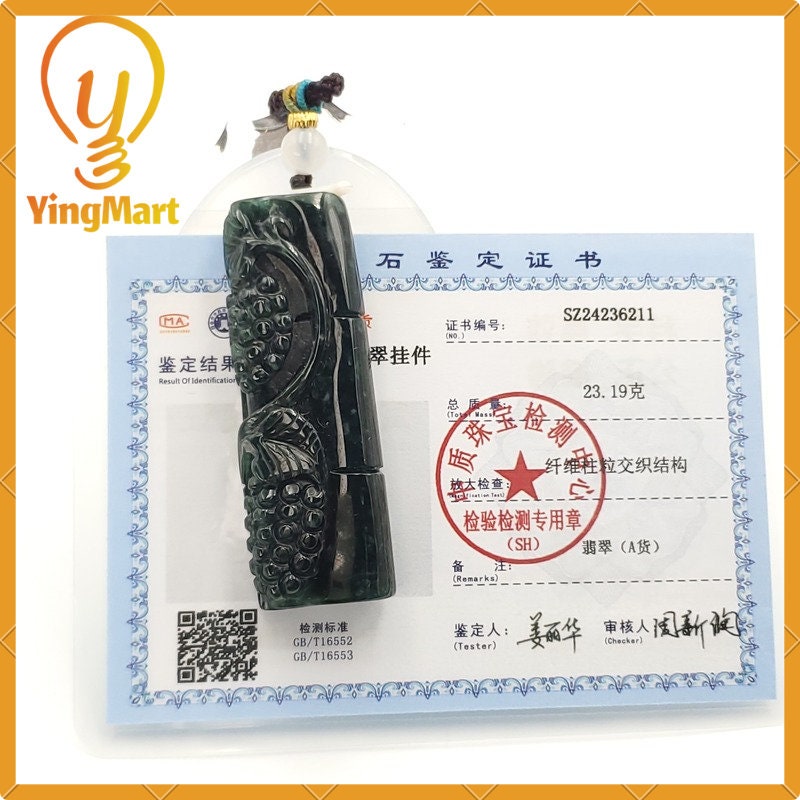 Yingmart Jade Pendant 100% Natural Burmese Myanmar Genuine Jadeite Real Jade Grade A Type A Hand Carved