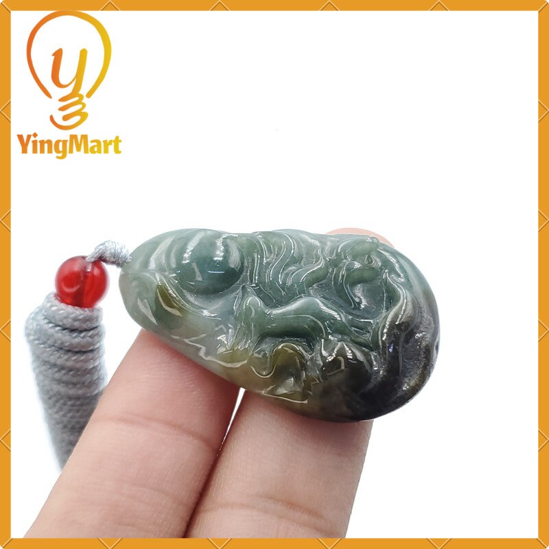 Yingmart 100% Genuine Jadeite Jade Marble Deer Pendant Hand Carved Burmese Myanmar Natural  Real Jade Grade A Type A