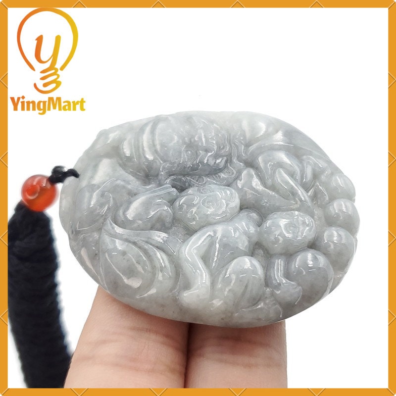 Yingmart Round Jade Pendant 100% natural Burmese Myanmar Genuine Jadeite Real Jade Grade A Type A Hand Carved