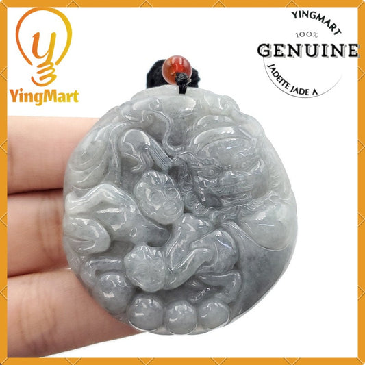 Yingmart Round Jade Pendant 100% natural Burmese Myanmar Genuine Jadeite Real Jade Grade A Type A Hand Carved