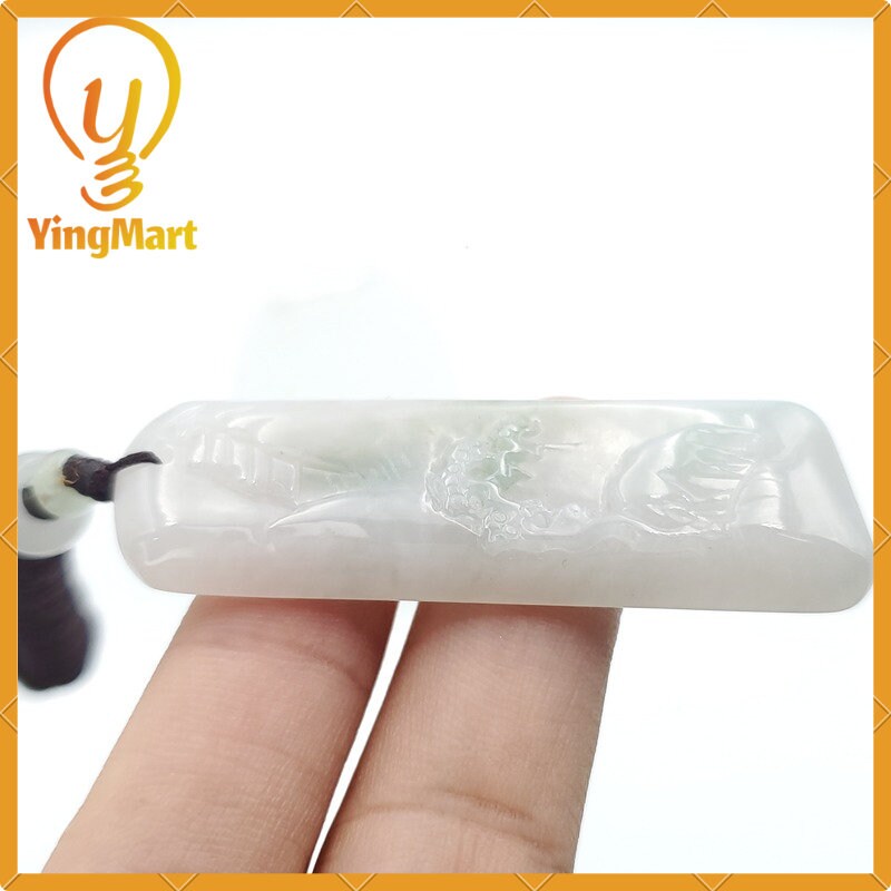 Yingmart Translucent Landscape Hand Carved 100% Genuine Jadeite Jade  Burmese Myanmar Real Jade Grade A Type A