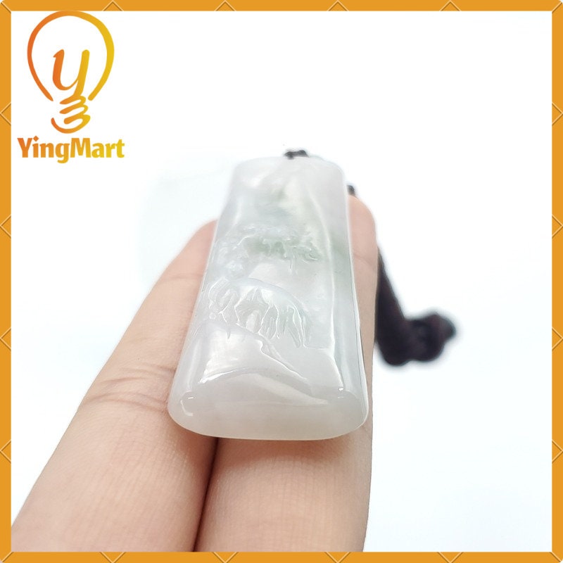 Yingmart Translucent Landscape Hand Carved 100% Genuine Jadeite Jade  Burmese Myanmar Real Jade Grade A Type A