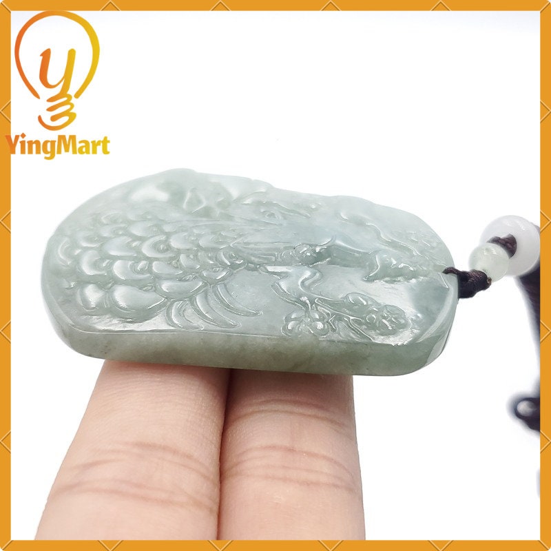 Yingmart 100% Genuine Jadeite Peacock Pendant Hand Carved Jade Burmese Myanmar  Real Jade Grade A Type A