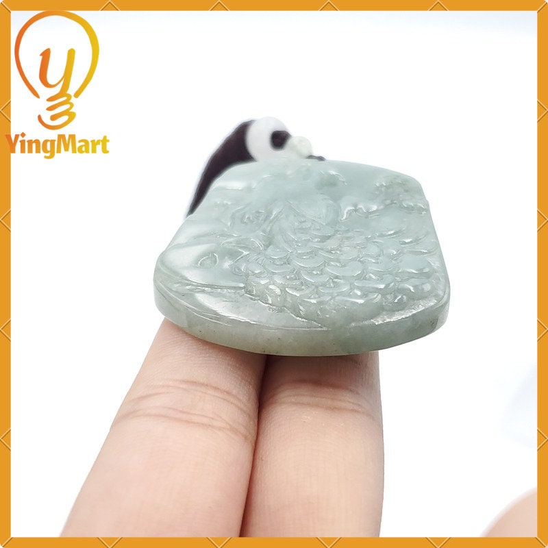 Yingmart 100% Genuine Jadeite Peacock Pendant Hand Carved Jade Burmese Myanmar  Real Jade Grade A Type A