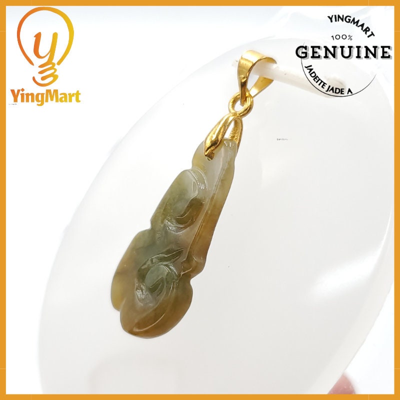 Yingmart Ruyi Jade Pendant 100% Genuine Jadeite Real Jade Type A Grade A Hand Carved