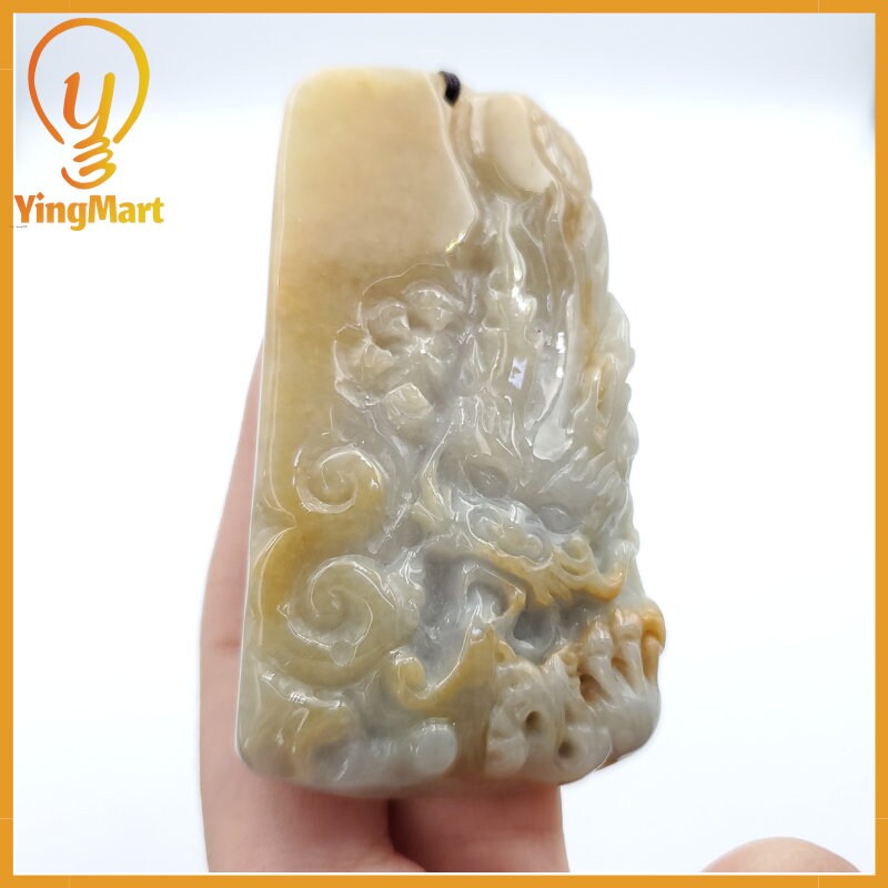 Yingmart 100% Genuine Jadeite Jade Dragon Pendant  Real Jade Type A Grade A Hand Carved