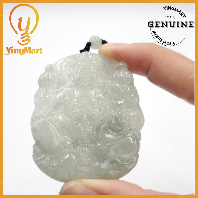 Yingmart Translucent Guan Yin Pendant Genuine Jadeite Real Jade Type A Grade A Hand Carved