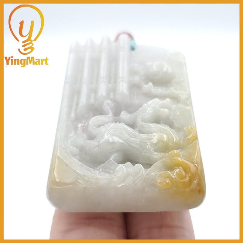 Yingmart Dragon Genuine Jadeite Jade Pendant  Real Jade Type A Grade A Hand Carved