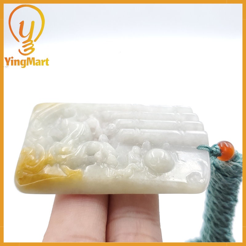 Yingmart Dragon Genuine Jadeite Jade Pendant  Real Jade Type A Grade A Hand Carved