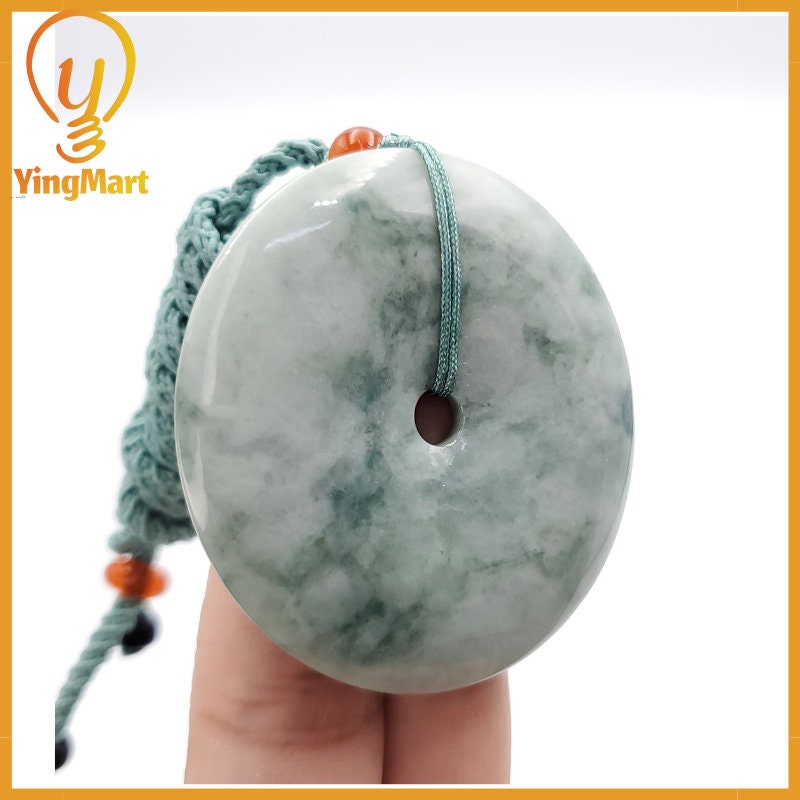Yingmart Donut Jade Pendant 100% Genuine Jadeite Real Jade Type A Grade A Type A Hand Carved