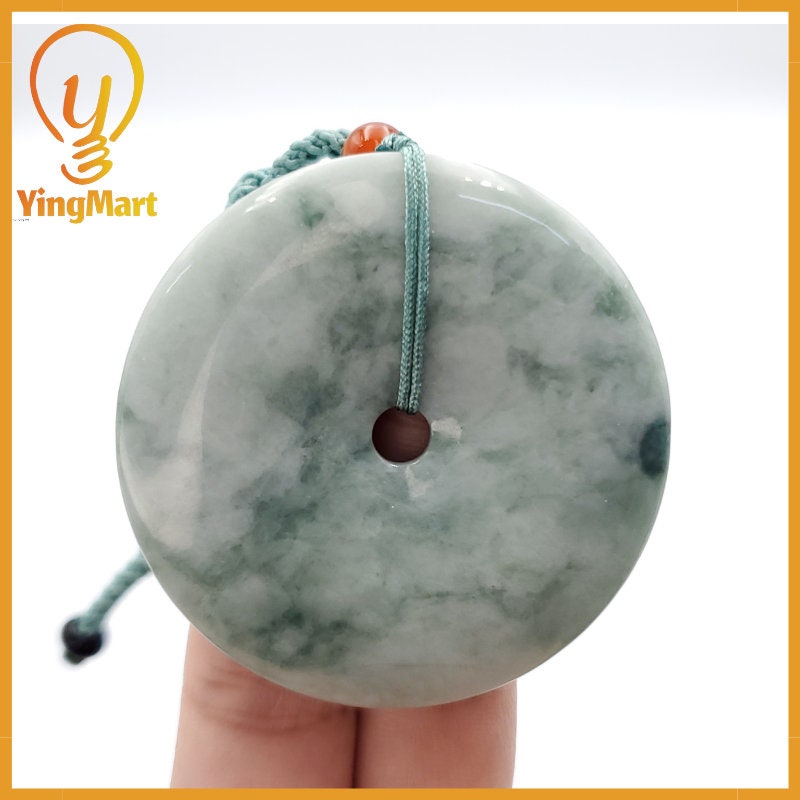 Yingmart Donut Jade Pendant 100% Genuine Jadeite Real Jade Type A Grade A Type A Hand Carved