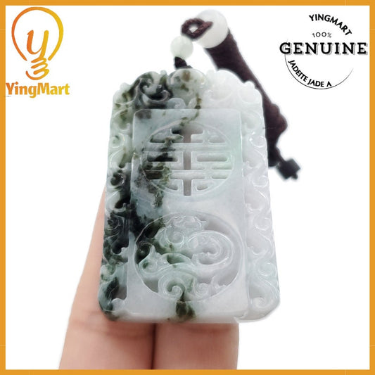 Yingmart Vintage 100% Natural Jadeite Pendant Genuine Jadeite Real Jade Type A Grade A Hand Carved