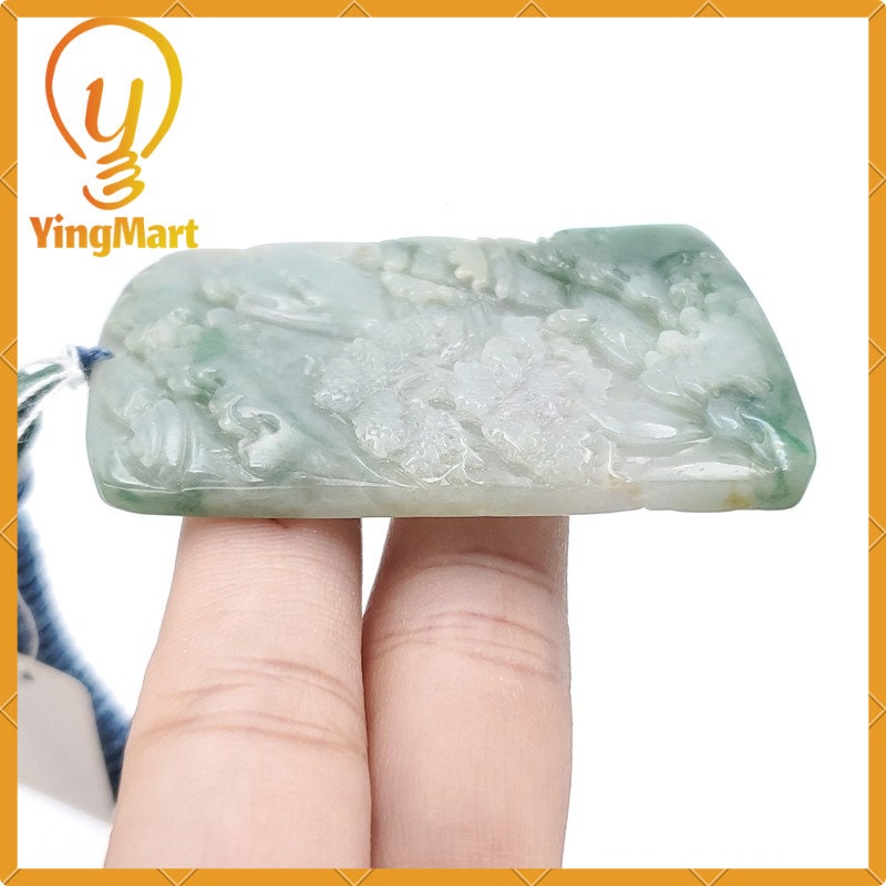 Yingmart Landscape Pendant  Hand Carved 100% Genuine Jadeite Jade  Burmese Myanmar Real Jade Grade A Type A