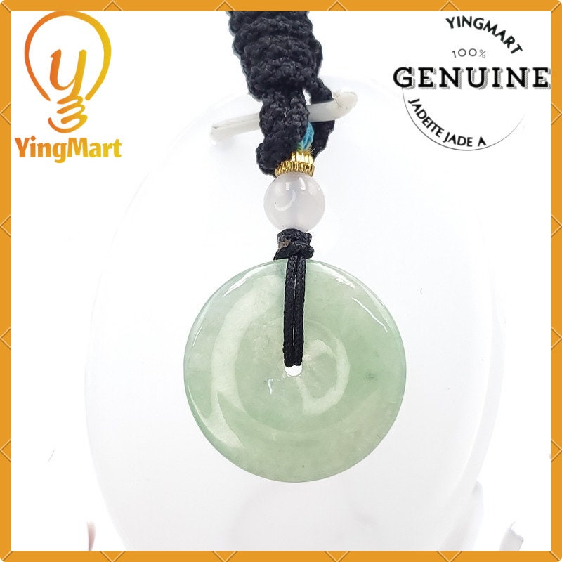 Yingmart Donut Jade Pendant 100% Genuine Jadeite Real Jade Type A Grade A Type A Hand Carved