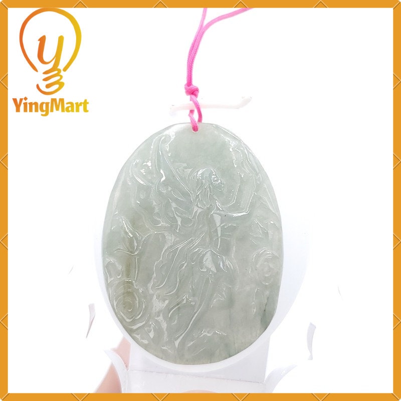 Yingmart Fairy Tale Pendant 100%  Genuine Jadeite Real Jade Type A Grade A Hand Carved
