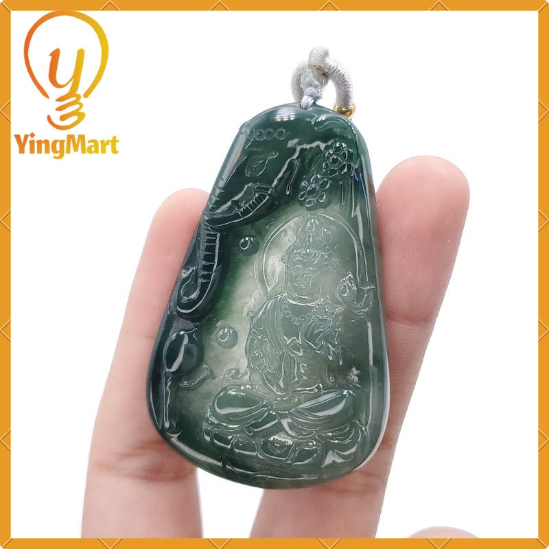 Yingmart100% Natural Myanmar Jade Buddha Guan Yin Elephant Jade Pendant Genuine Jadeite Real Jade Type A Grade A Type A Hand Carved
