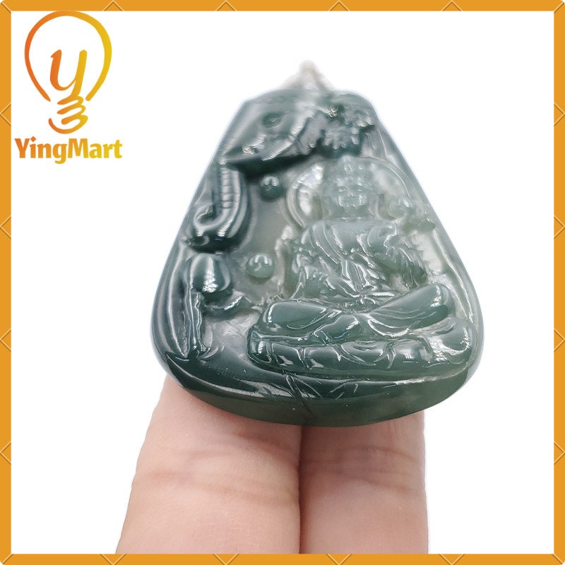 Yingmart100% Natural Myanmar Jade Buddha Guan Yin Elephant Jade Pendant Genuine Jadeite Real Jade Type A Grade A Type A Hand Carved