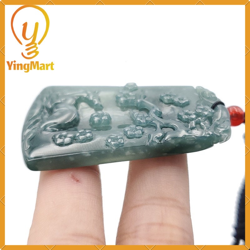 Yingmart A Deer grazing in the Landscape Pendant 100%  Genuine Jadeite Real Jade Type A Grade A Hand Carved