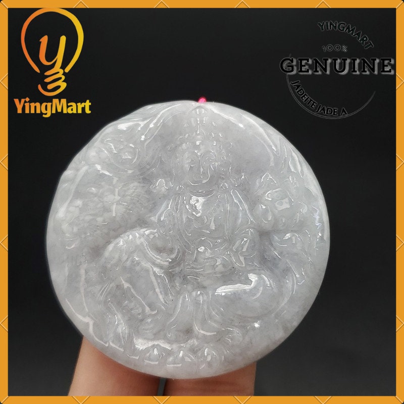 Yingmart 100% Natural Myanmar Jade Buddha Guan Yin Pendant Genuine Jadeite Real Jade Type A Grade A Type A Hand Carved