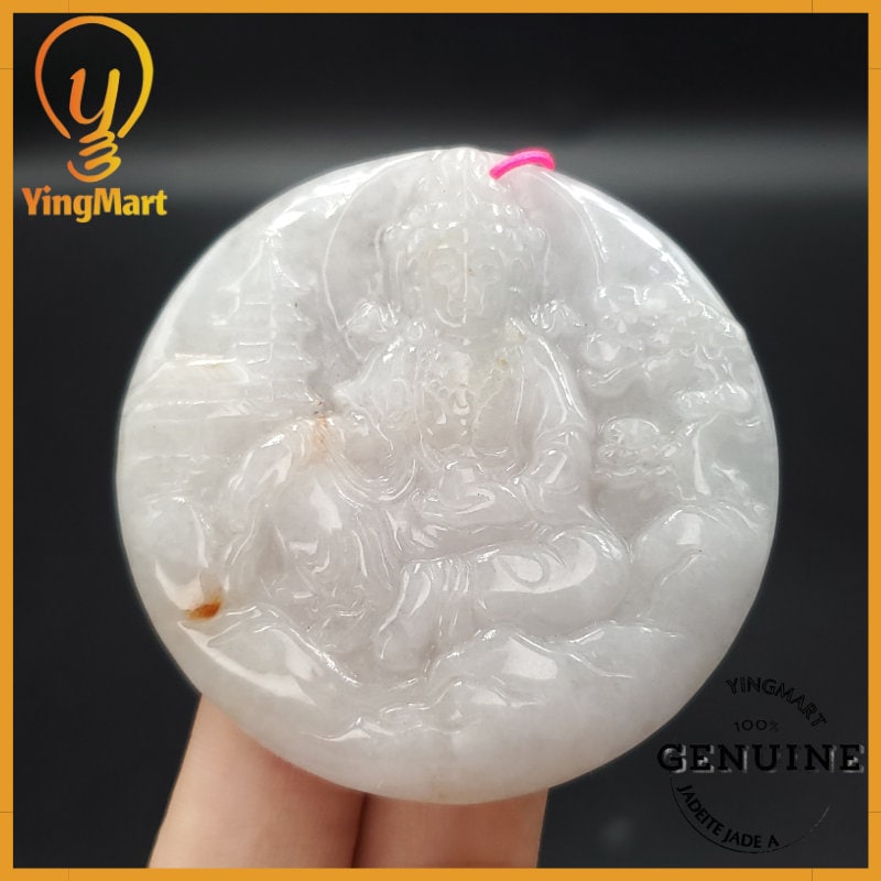 Yingmart 100% Natural Myanmar Jade Buddha Guan Yin Pendant Genuine Jadeite Real Jade Type A Grade A Type A Hand Carved