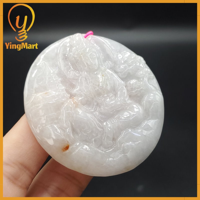 Yingmart 100% Natural Myanmar Jade Buddha Guan Yin Pendant Genuine Jadeite Real Jade Type A Grade A Type A Hand Carved