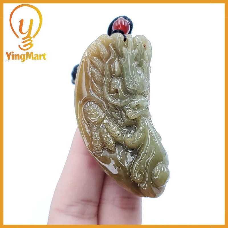 Yingmart  Fire-breathing dragon Pendant  100% Genuine Jadeite Jade  Burmese Myanmar Real Jade Grade A Type A