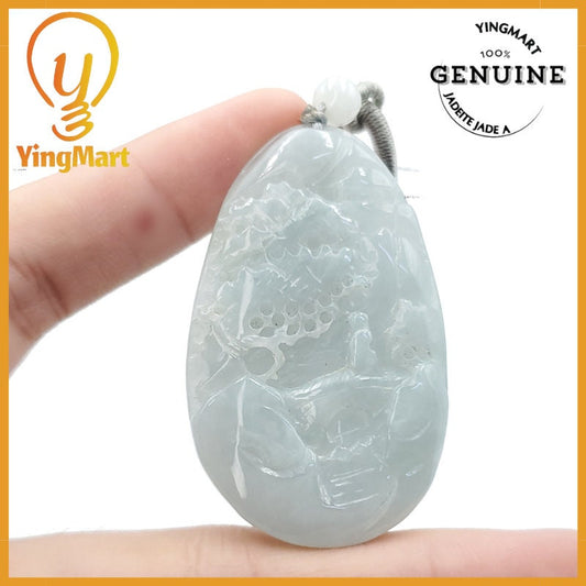 Yingmart  Hand Carved  Landscape Pendant  100% Genuine Jadeite Jade  Burmese Myanmar Real Jade Grade A Type A