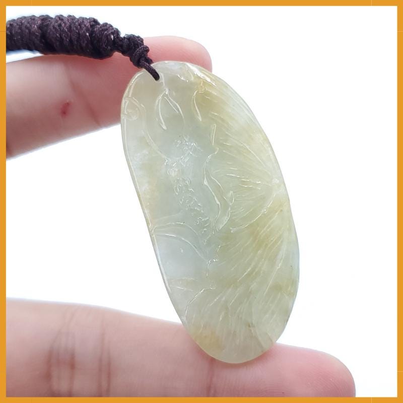 Yingmart  Natural Jade Lotus Flower 100% Genuine Jadeite Real Jade Grade A Type A Hand Craving