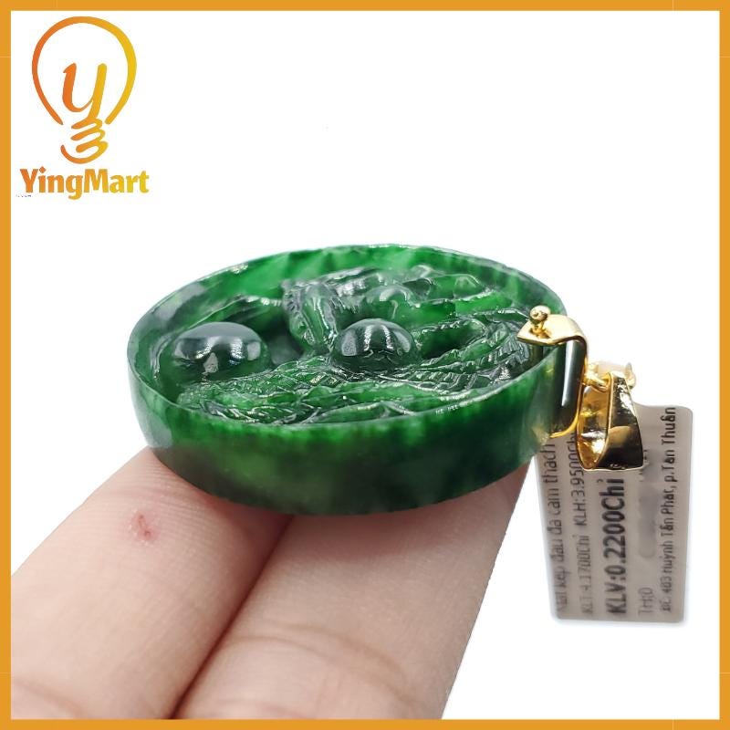 Yingmart  100% Natural Jade Dragon Pendant  Burmese Myanmar Genuine Jadeite Real Jade  Hand Carved