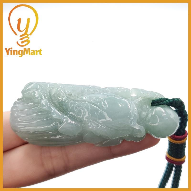 Yingmart Catfish Carved Pendant 100% Natural Genuine Jadeite Real Jade Type A Grade A Hand Carved